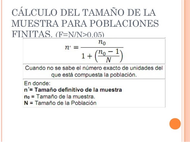 Calculo Del Tamaño De Muestra Para Poblaciones Finitas