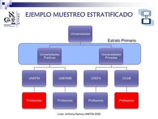 EJEMPLO MUESTREO ESTRATIFICADO



                                          Estrato Primario




        Licdo. Anthony Ramos UNEFM 2009
 
