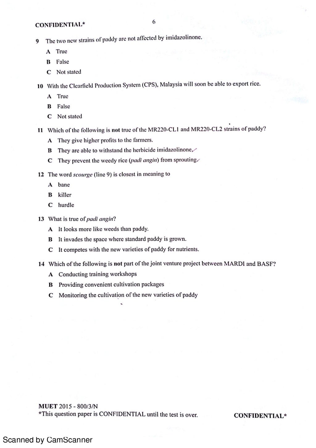 Muet-Reading 800/3 Year End November 2015