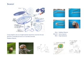 eScargoT




                                                                                                Above     Modelling in Plastacine
                                                                                             Below left   Snails as inspiration
Concept designed to take care of tangled earphones. Inspired from a snail, hence the name.
                                                                                                Below     Design development
Spiral form is touchy-feely and covex to sit in the hollow of the hand
Modelled in Plastacine
 