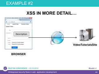 44
EXAMPLE #2
Widespread security flaws in web application development
VideoTutorialsSite
Description
BROWSER
XSS IN MORE DETAIL…
 