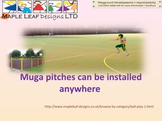 Muga pitches can be installed
anywhere
http://www.mapleleaf-designs.co.uk/browse-by-category/ball-play-1.html

 