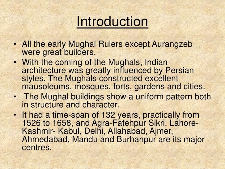 write an essay on the architecture of mughals