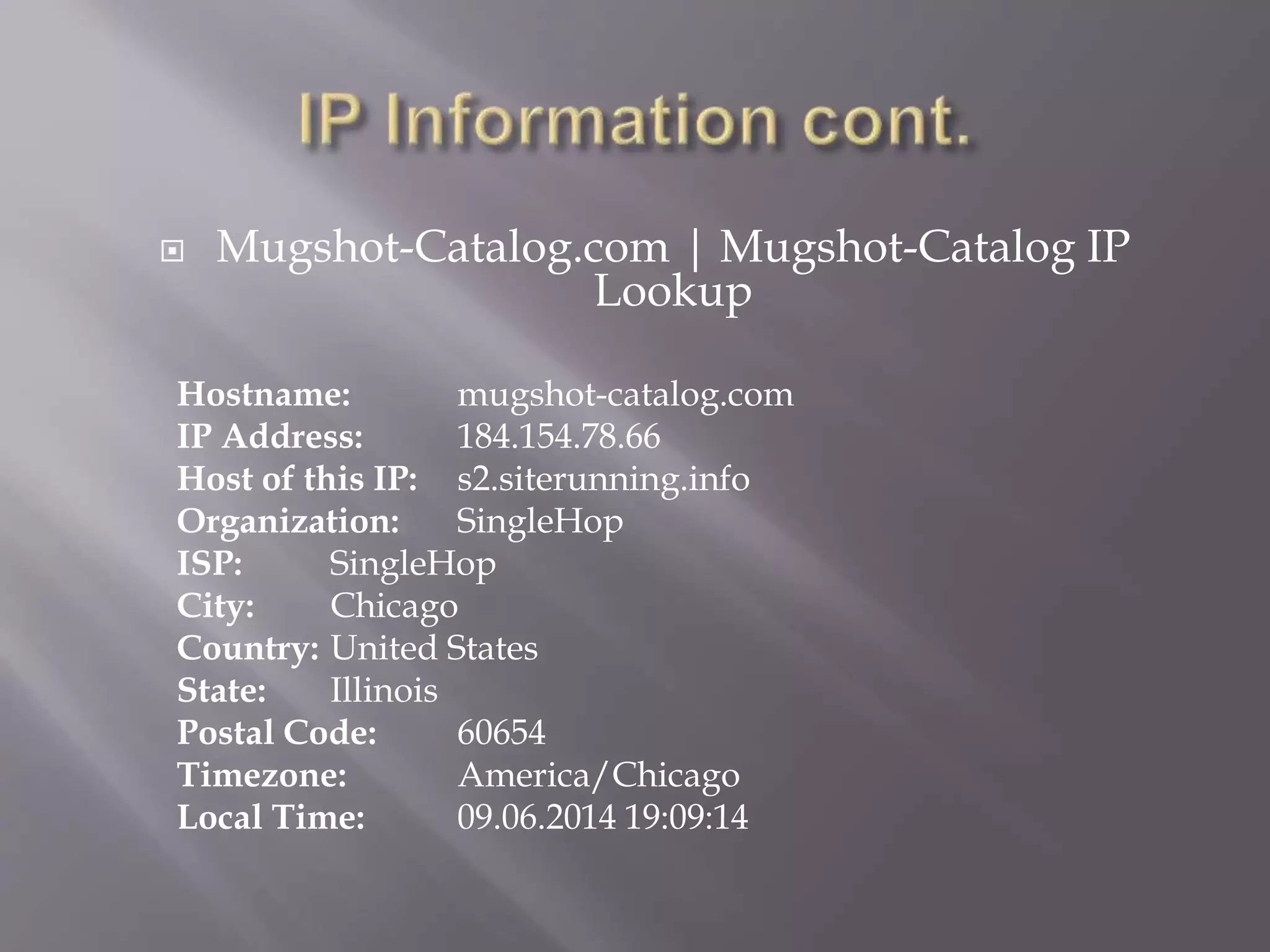 Mugshot Catalog Review PPT
