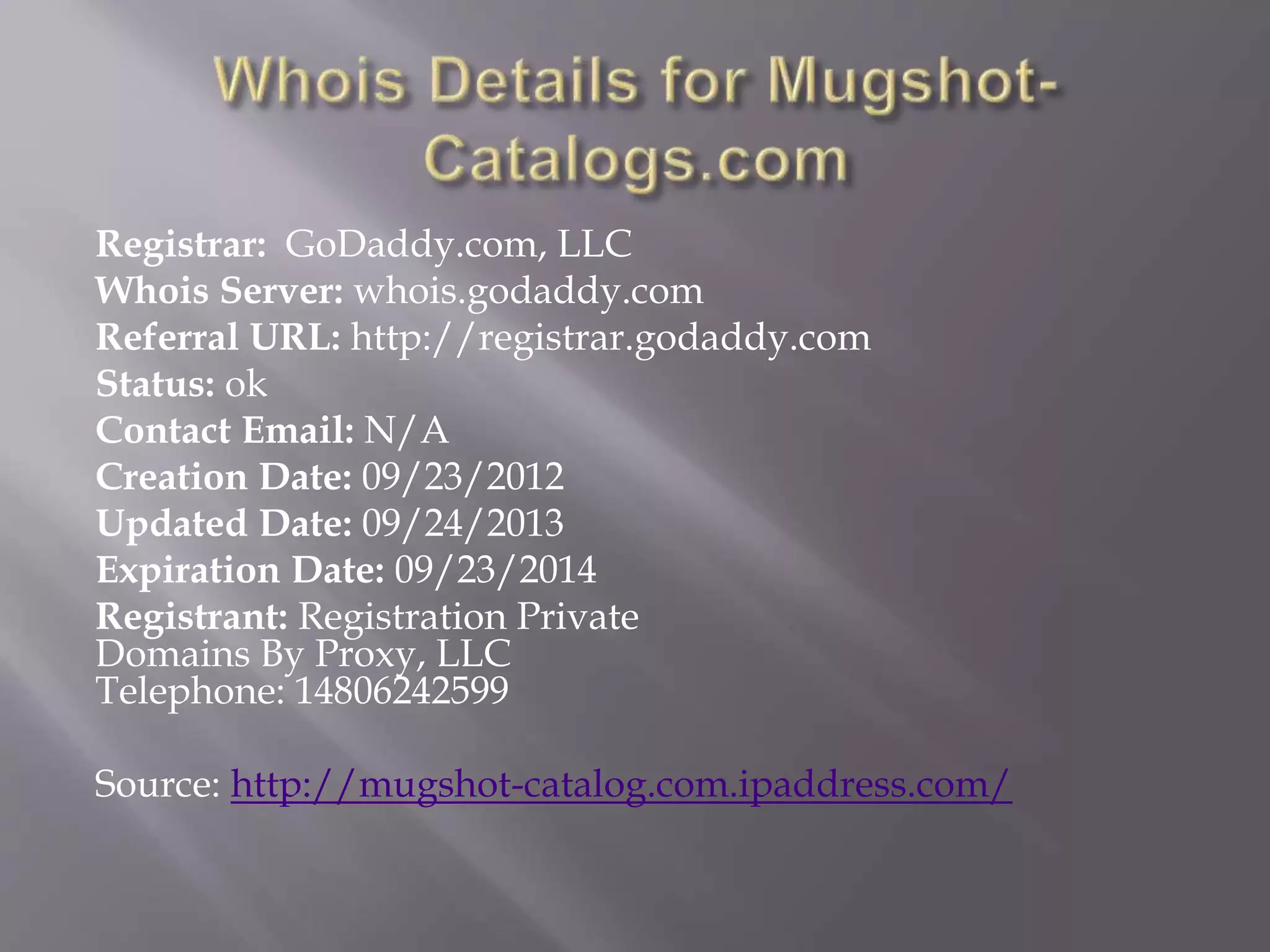 Mugshot Catalog Review PPT