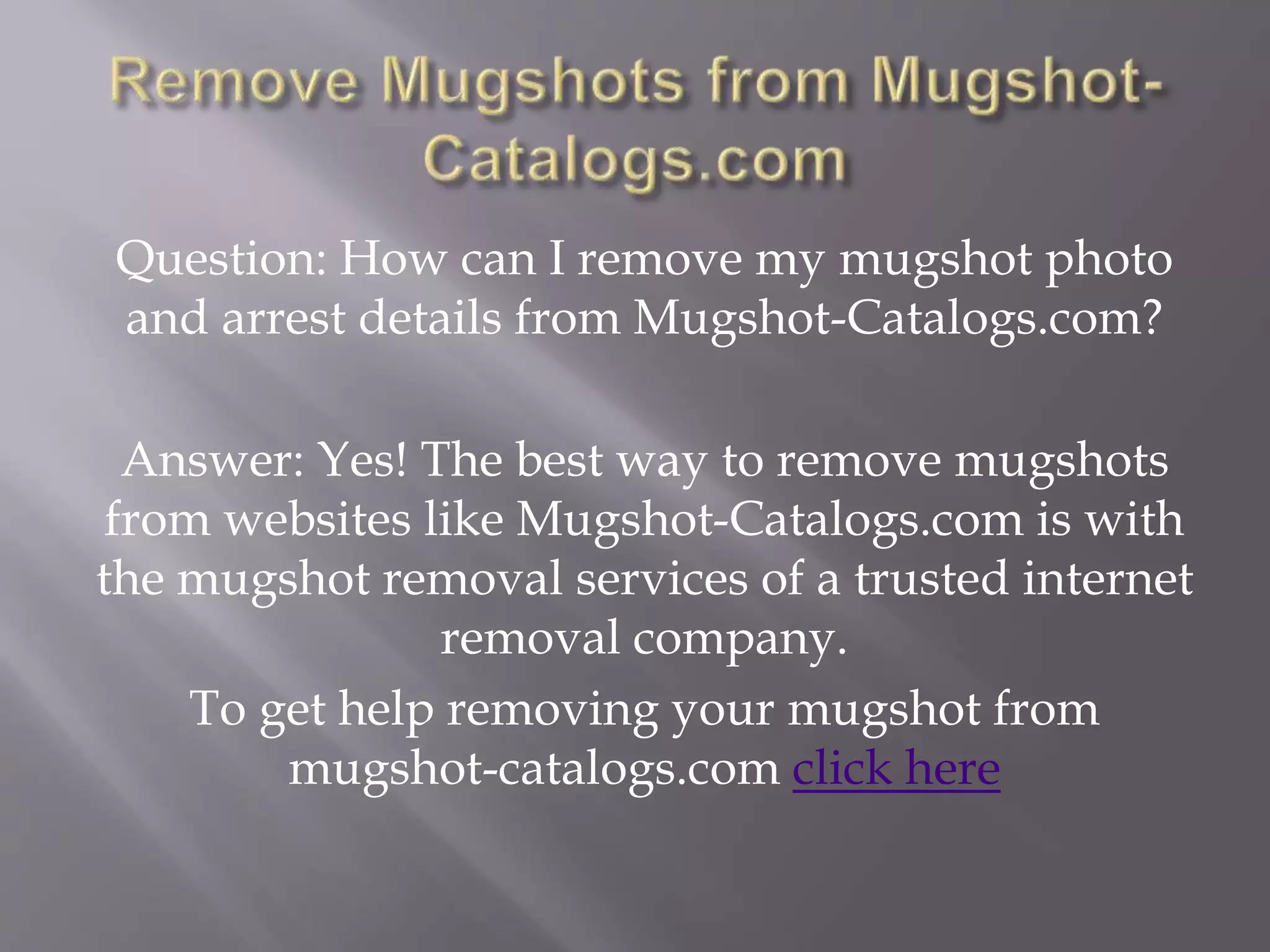Mugshot Catalog Review PPT