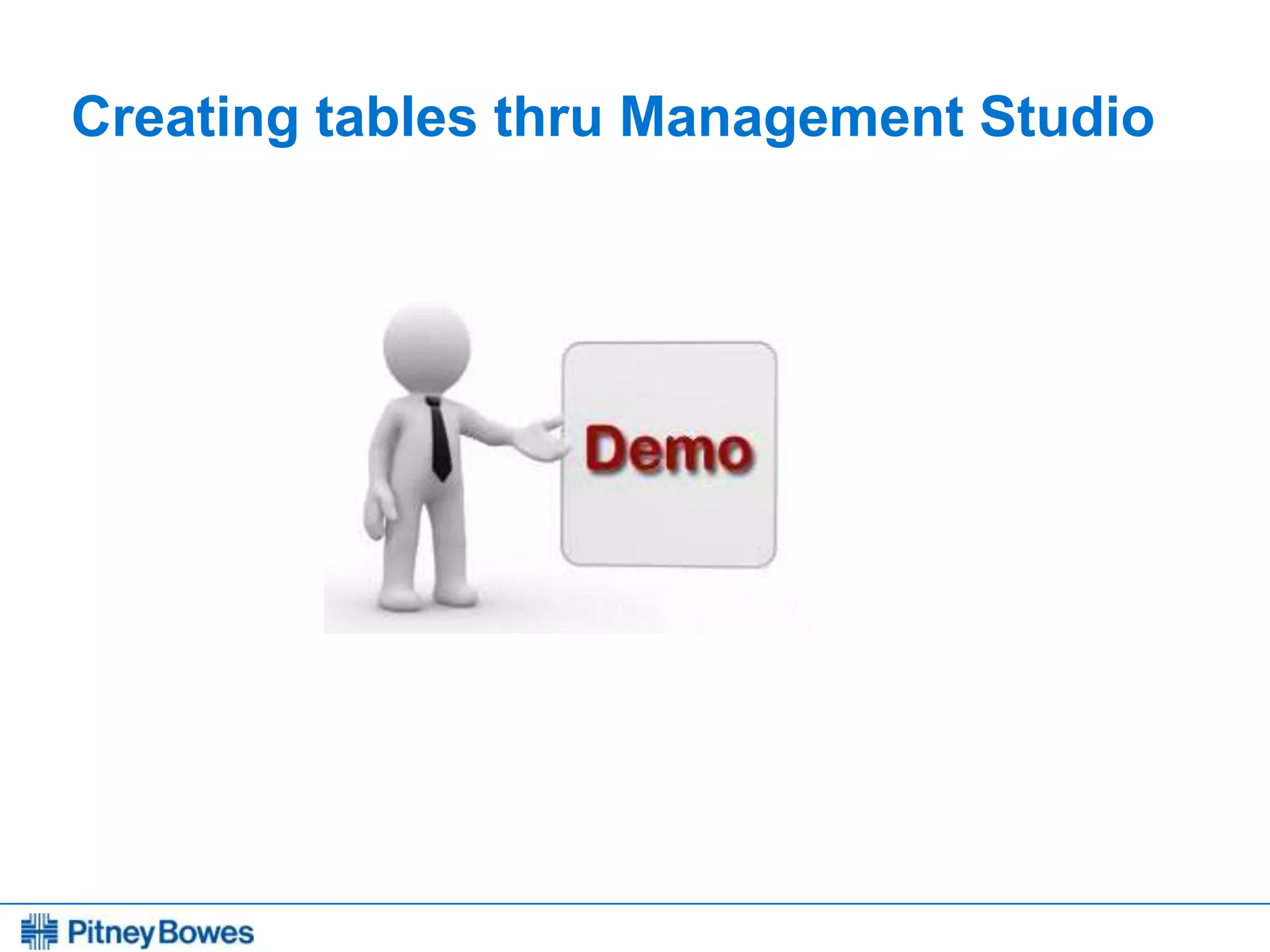 Every connection is a new opportunity™
Creating tables thru Management Studio
 