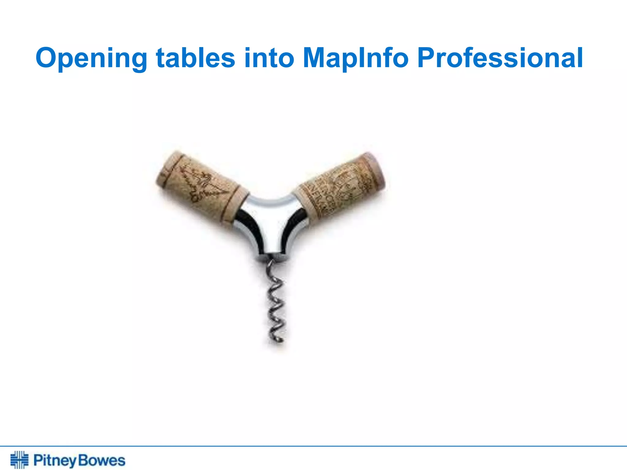 Every connection is a new opportunity™
Opening tables into MapInfo Professional
 