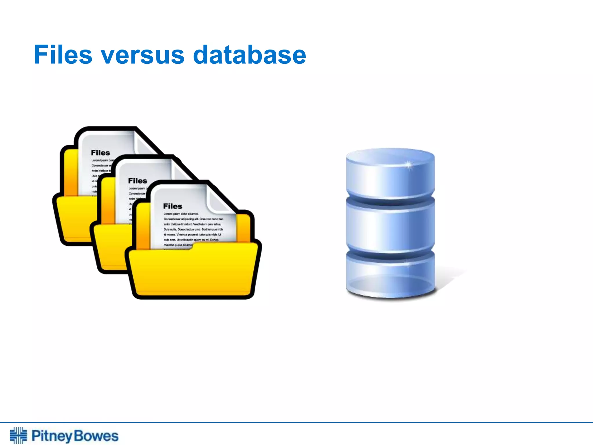 Every connection is a new opportunity™
Files versus database
 