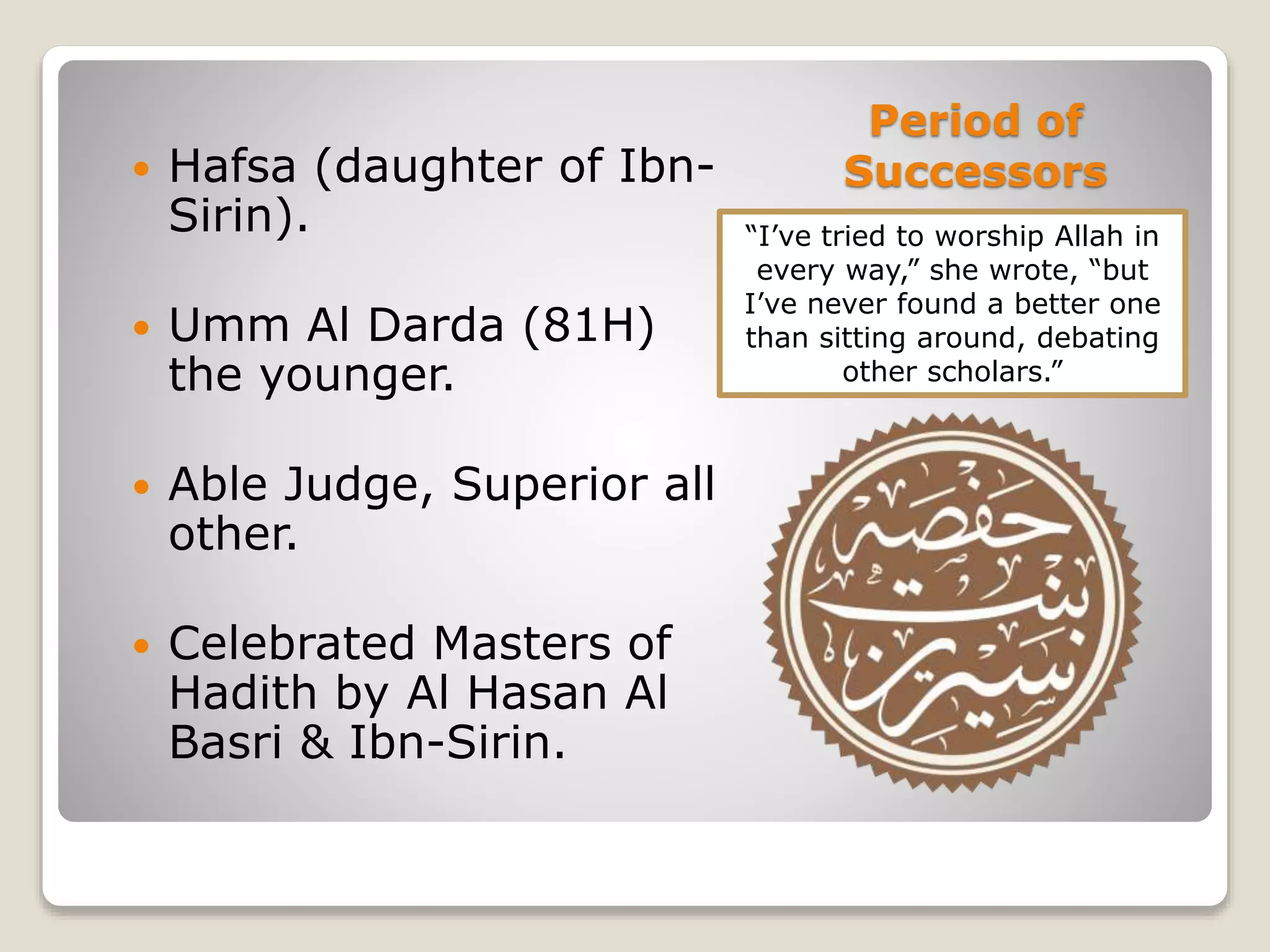 Female Hadith Transmitters PPT Female Hadith Transmitters PPT