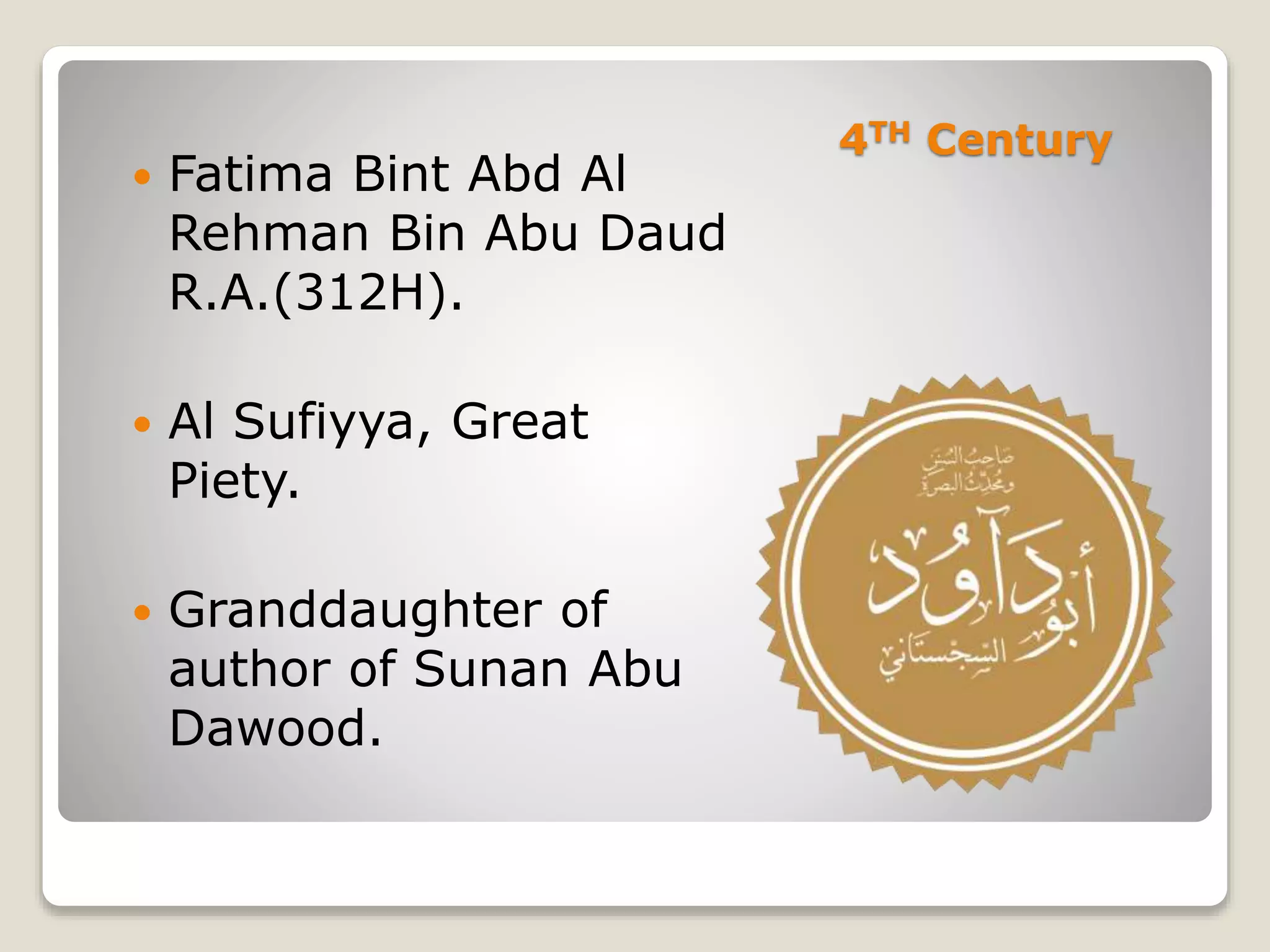 Female Hadith Transmitters PPT Female Hadith Transmitters PPT