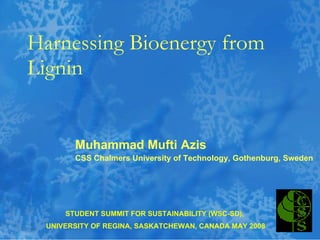 Harnessing Bioenergy from Lignin Muhammad Mufti Azis CSS Chalmers University of Technology, Gothenburg, Sweden STUDENT SUMMIT FOR SUSTAINABILITY (WSC-SD), UNIVERSITY OF REGINA, SASKATCHEWAN, CANADA MAY 2008 