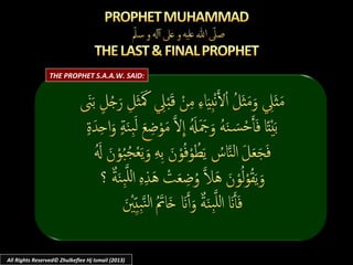THE PROPHET S.A.A.W. SAID:
All Rights Reserved© Zhulkeflee Hj Ismail (2013)
 
