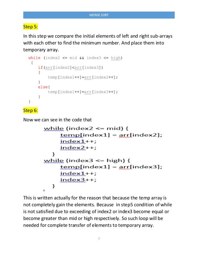 Working of Merge Sort Code