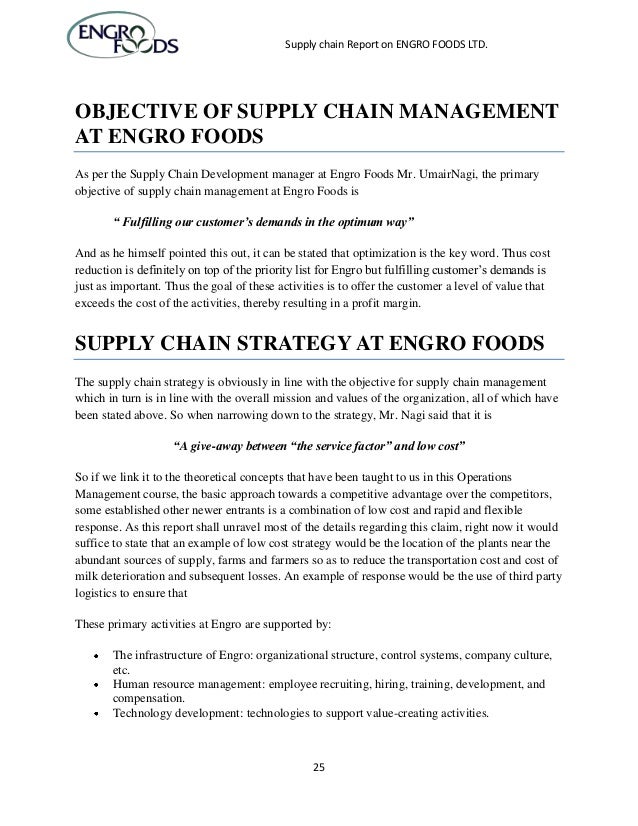 report on supply chain on engro foods report on supply chain on engro foods