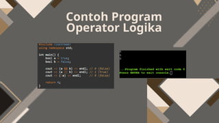 Algoritma Pemrograman materi operator matemarika/aritmatika, logika dan ...