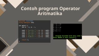 Algoritma Pemrograman materi operator matemarika/aritmatika, logika dan ...