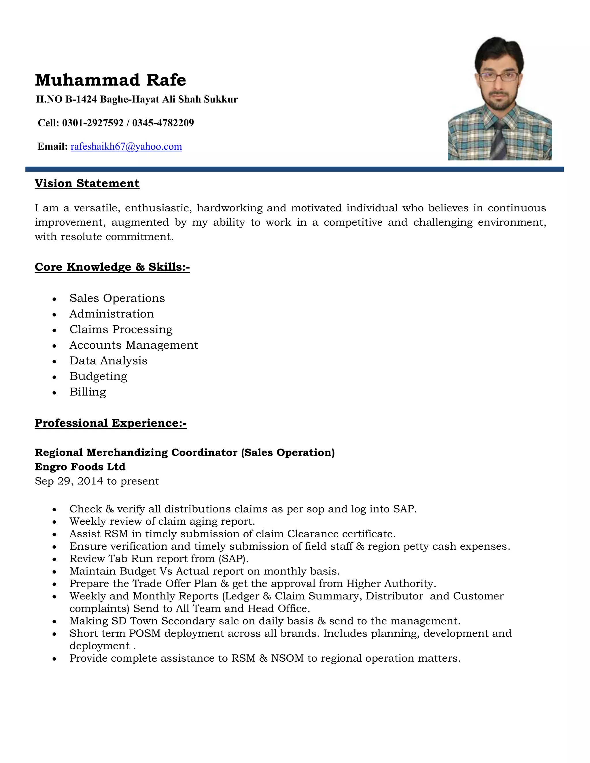 Muhammad rafe (sales operation) | PDF