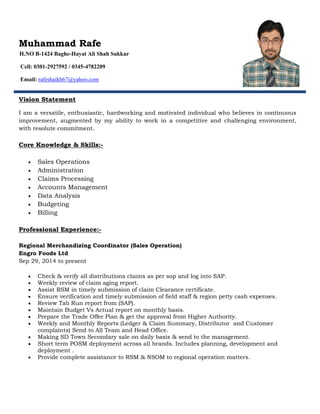 Muhammad Rafe (Sales Operation) | PDF