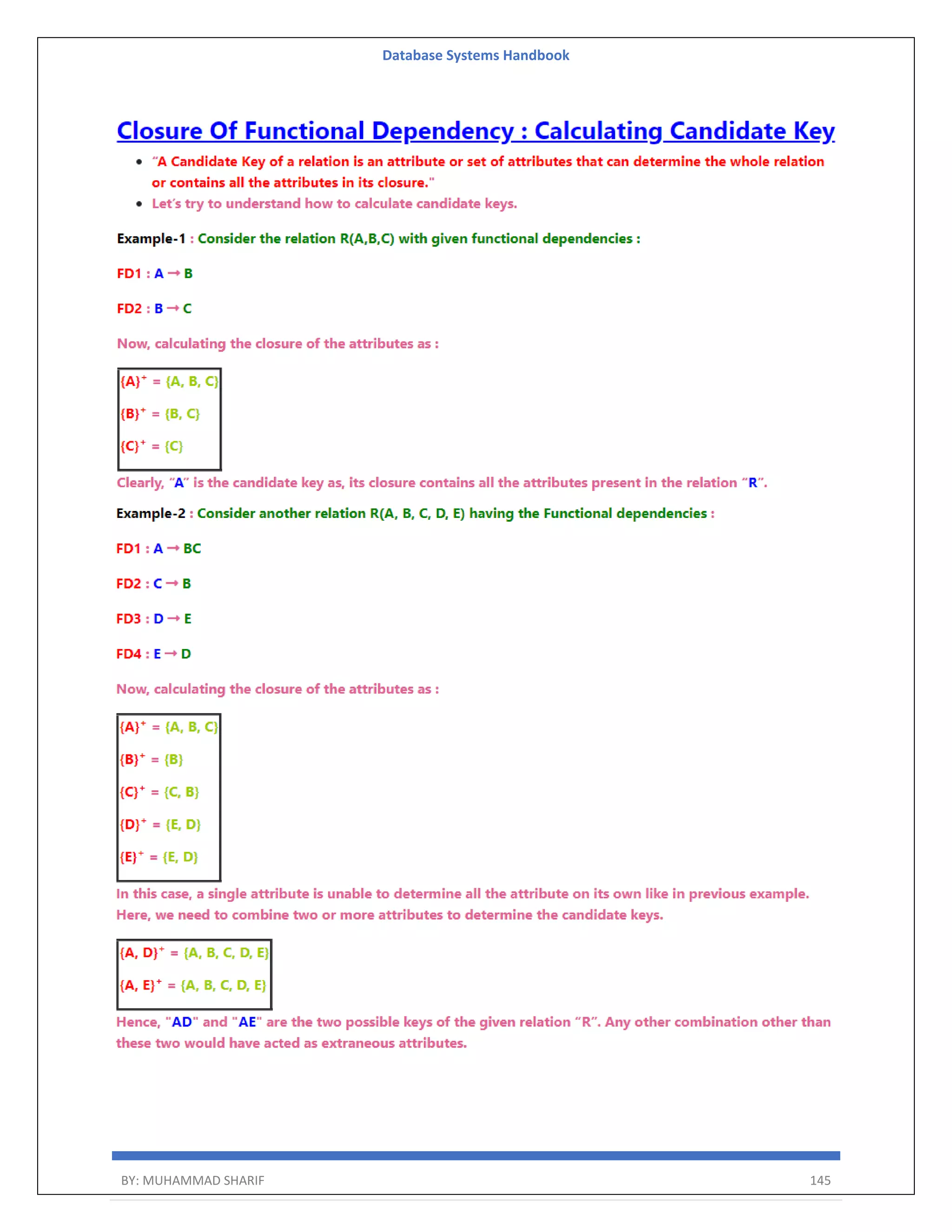 Database Systems Handbook BY: MUHAMMAD SHARIF 145 