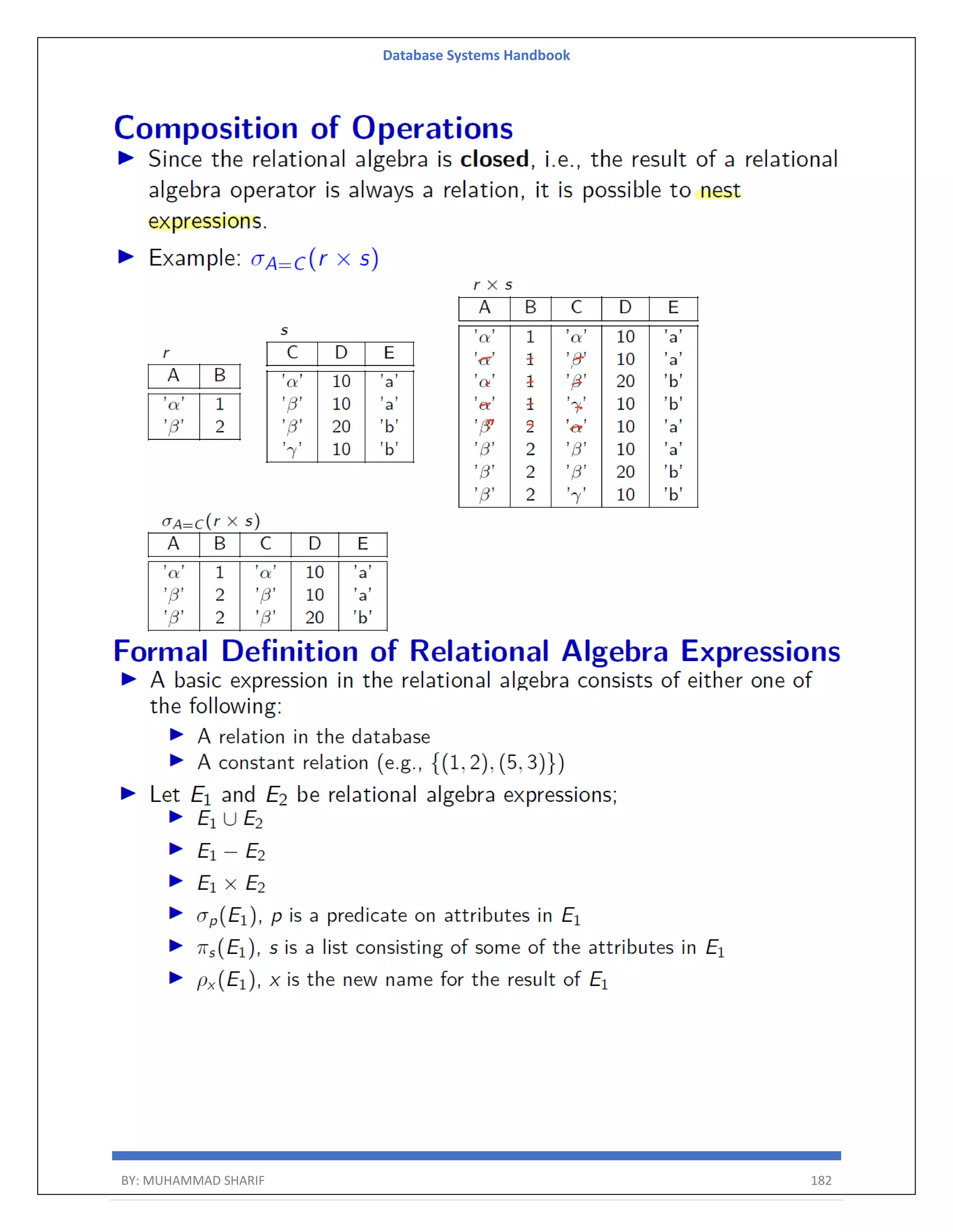 Database Systems Handbook BY: MUHAMMAD SHARIF 182 