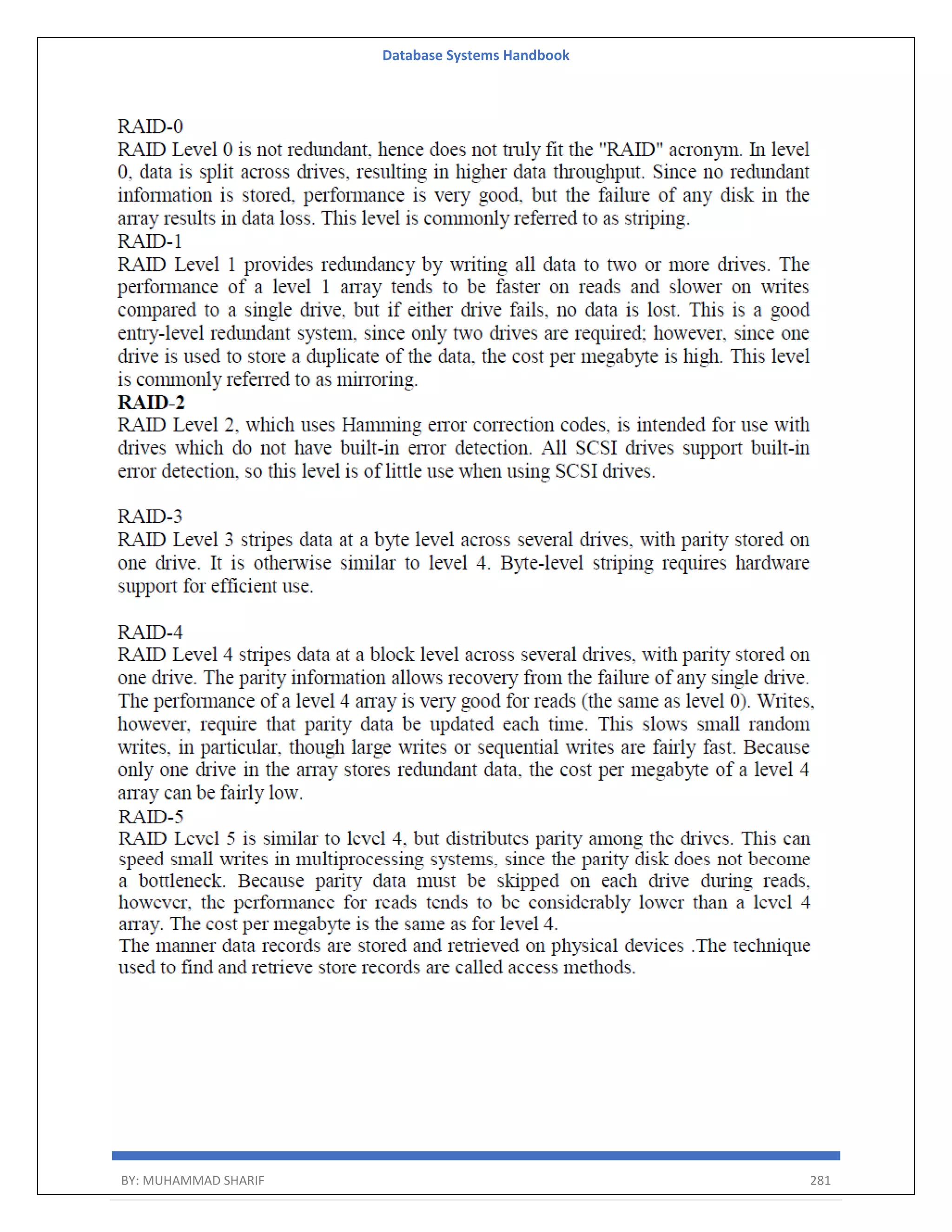 Database Systems Handbook BY: MUHAMMAD SHARIF 281 