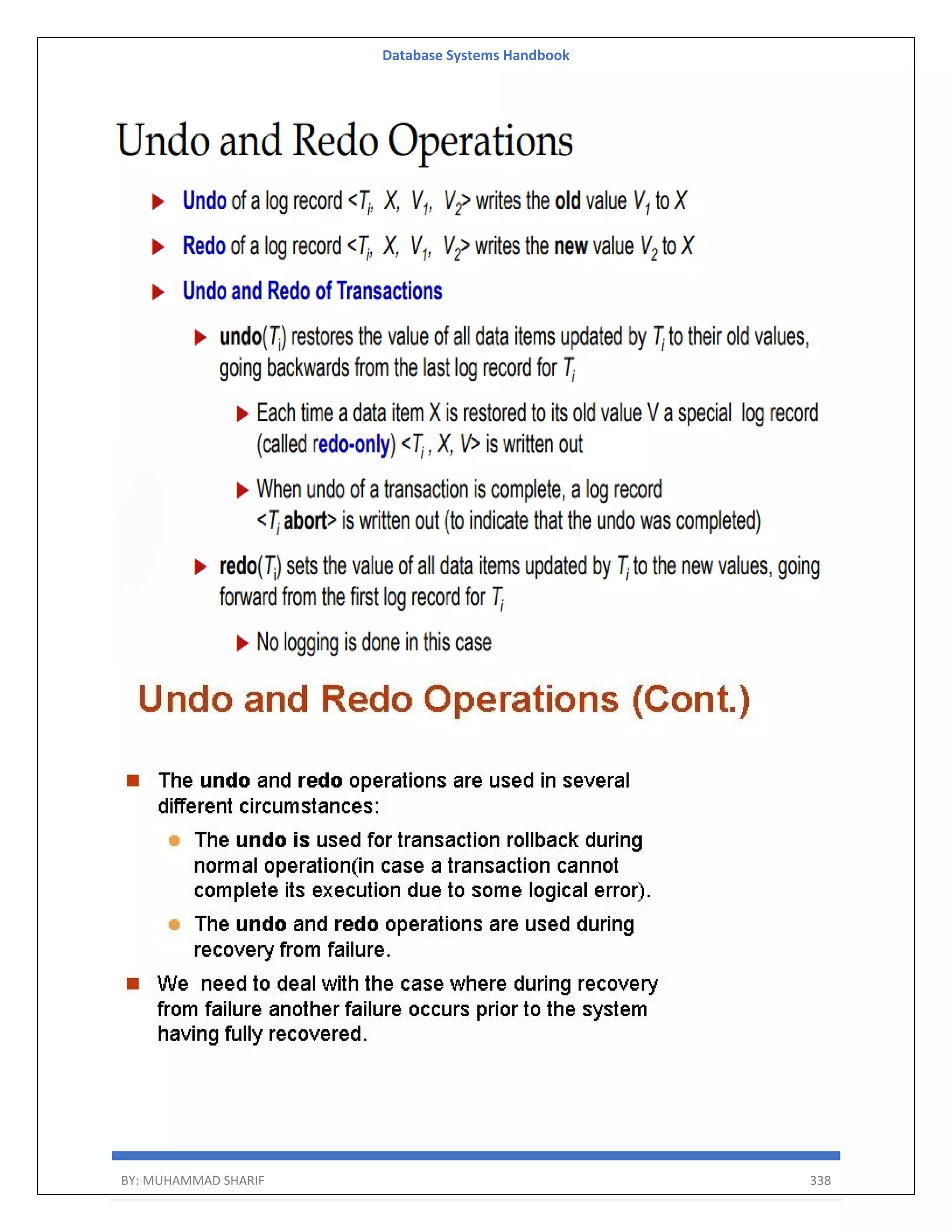 Database Systems Handbook BY: MUHAMMAD SHARIF 338 