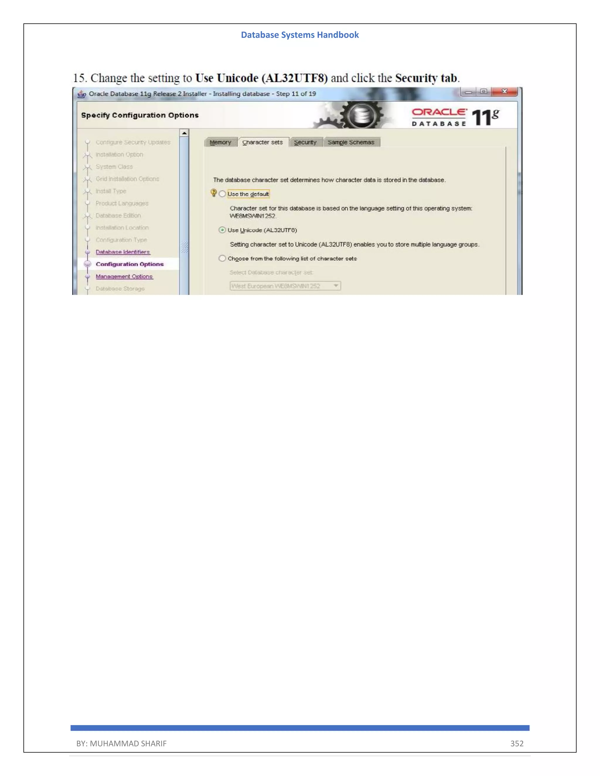 Database Systems Handbook BY: MUHAMMAD SHARIF 352 