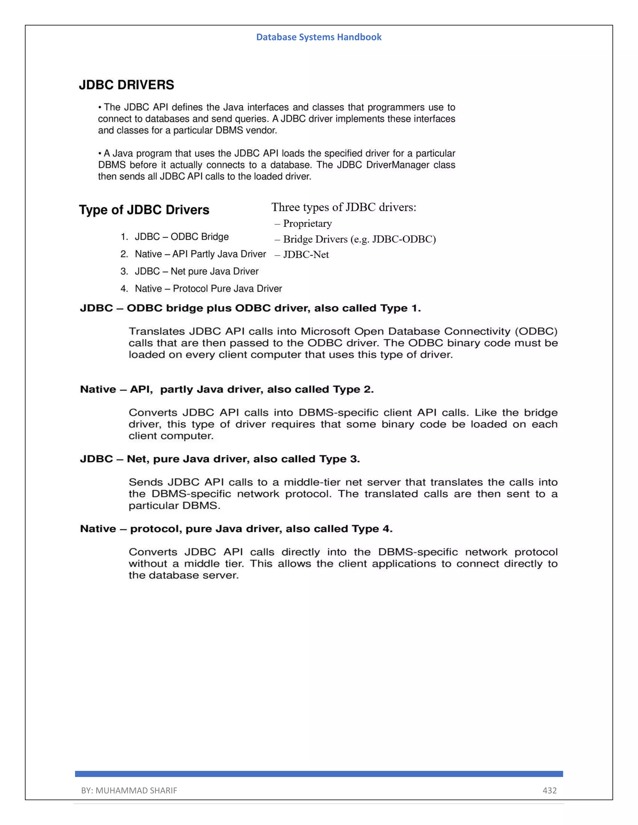 Database Systems Handbook BY: MUHAMMAD SHARIF 432 