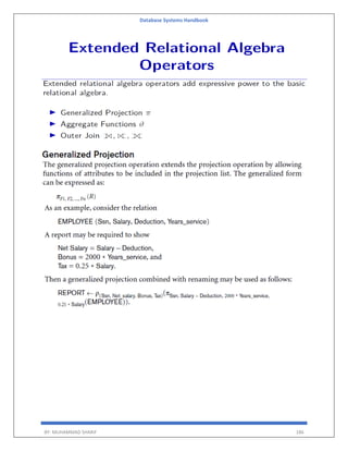 Database Systems Handbook
BY: MUHAMMAD SHARIF 186
 