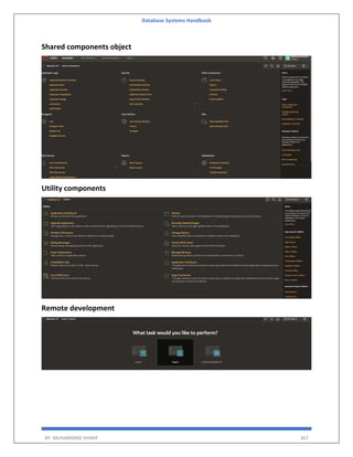 Database Systems Handbook
BY: MUHAMMAD SHARIF 367
Shared components object
Utility components
Remote development
 