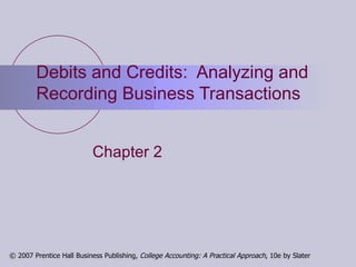 Debits and Credits:  Analyzing and Recording Business Transactions Chapter 2 