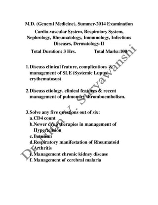 Muhs md medicine qustion paper | PDF