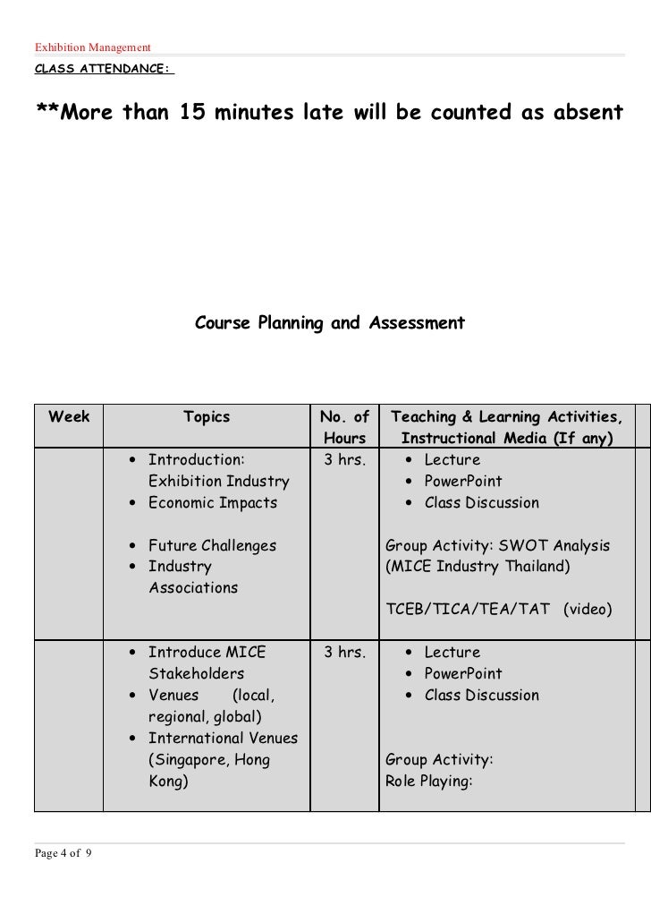 Muic exhibition management course outline