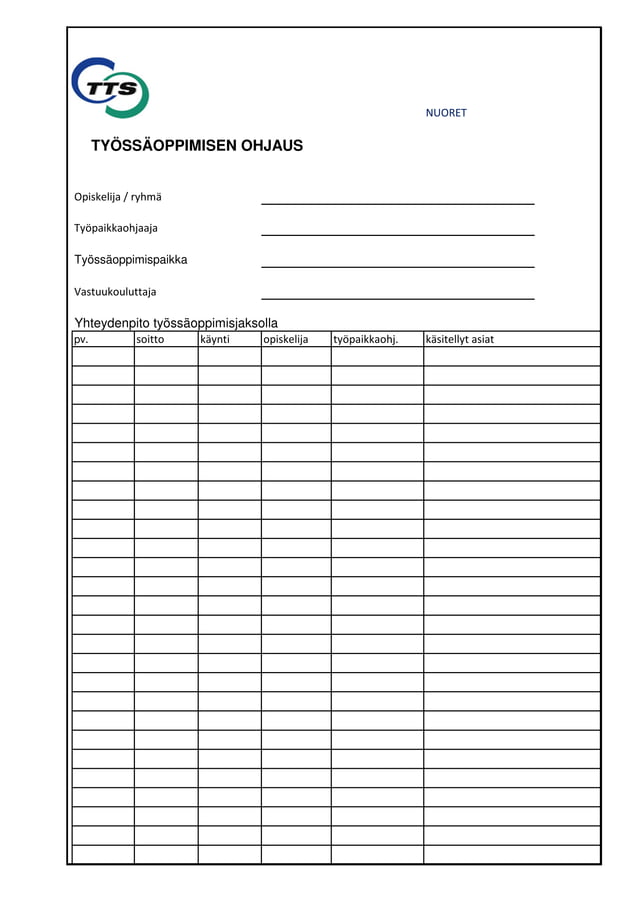 Muistiopohja työssäoppimisen ohjaukseen nuoret | PDF