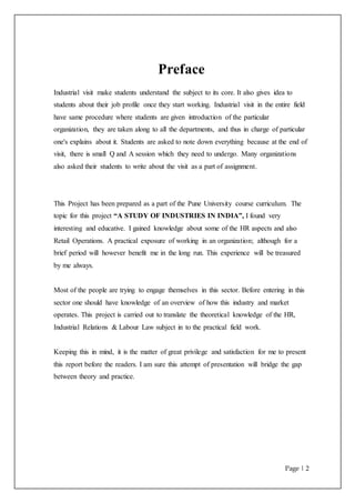 Project on Industrial Exposure | DOCX