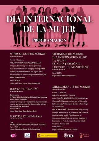 Programación Día Internacional de la Mujer Calp