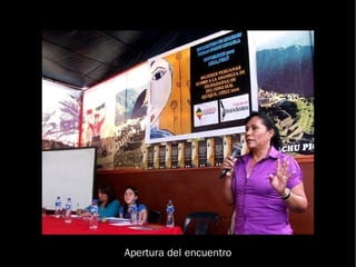 Elsa Malpartida - parlamentaria andina y dirigente cocalera expone sobre el papel de la mujer en el movimiento social específicamente cocalero 