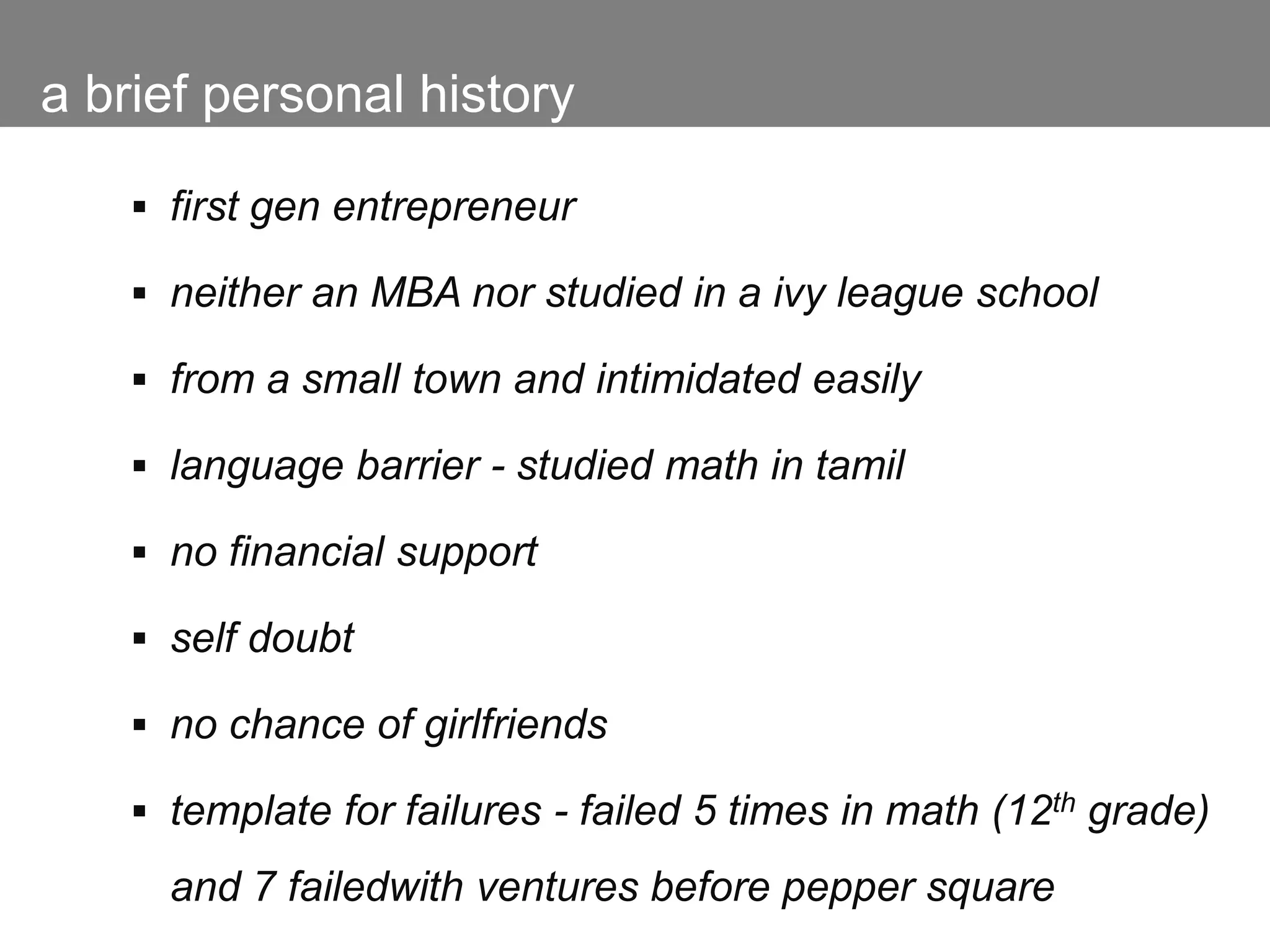 a brief personal historyfirst gen entrepreneur
