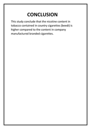 tobacco conclusion Nicotine in tobacco