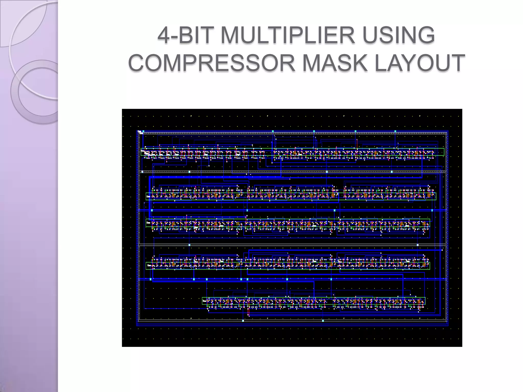 4-BIT MULTIPLIER USING
COMPRESSOR MASK LAYOUT
 