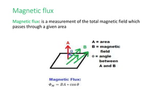 Magnetic flux
Magnetic flux: is a measurement of the total magnetic field which
passes through a given area
 