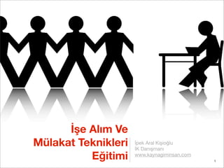 İşe Alım Ve
Mülakat Teknikleri   İpek Aral Kişioğlu
                     İK Danışmanı
          Eğitimi    www.kaynagiminsan.com
                                             1
 