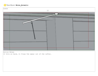 Scene
12
Action Notes
It hits so hard, it flips the spear out of the rafter.
Mulan_Animatic
 