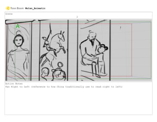 Scene
2
Action Notes
Pan Right to Left (reference to how China traditionally use to read right to left)
Mulan_Animatic
 
