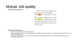 Mulcair Middle Class
• Mulcair quote
• Social Programs/Spending – So how has Harper not supported social
programs
 