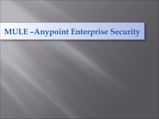 MULE –Anypoint Enterprise Security
 
