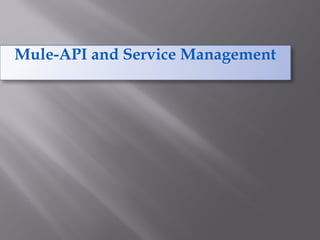 Mule-API and Service Management
 