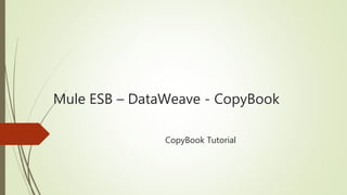 Mule ESB – DataWeave - CopyBook
CopyBook Tutorial
 