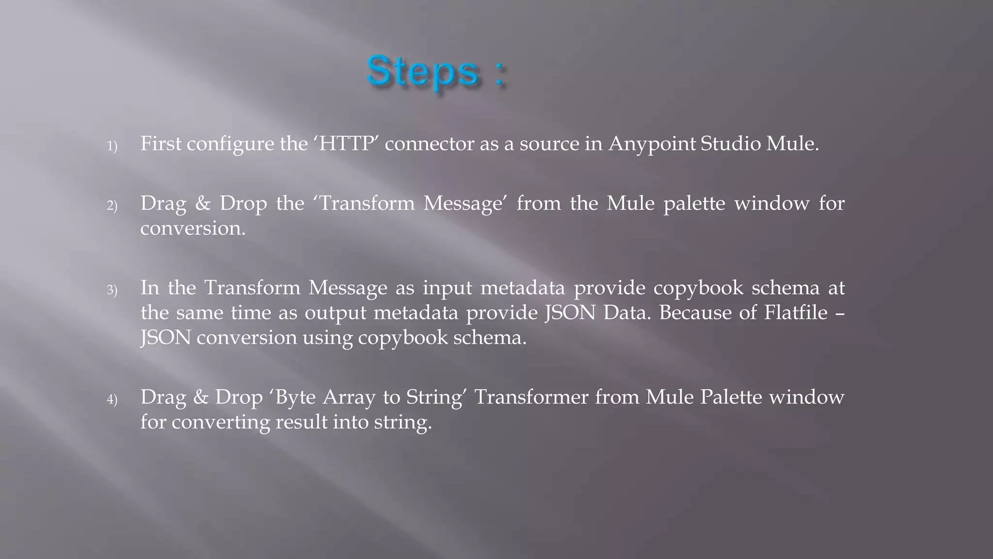 Mule flatfile-json example | PPTX image.